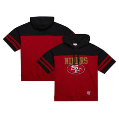 Mitchell & Ness San Francisco 49ers Off Field Vintage Logo Short Sleeve Pullover Hoodie Scarlet