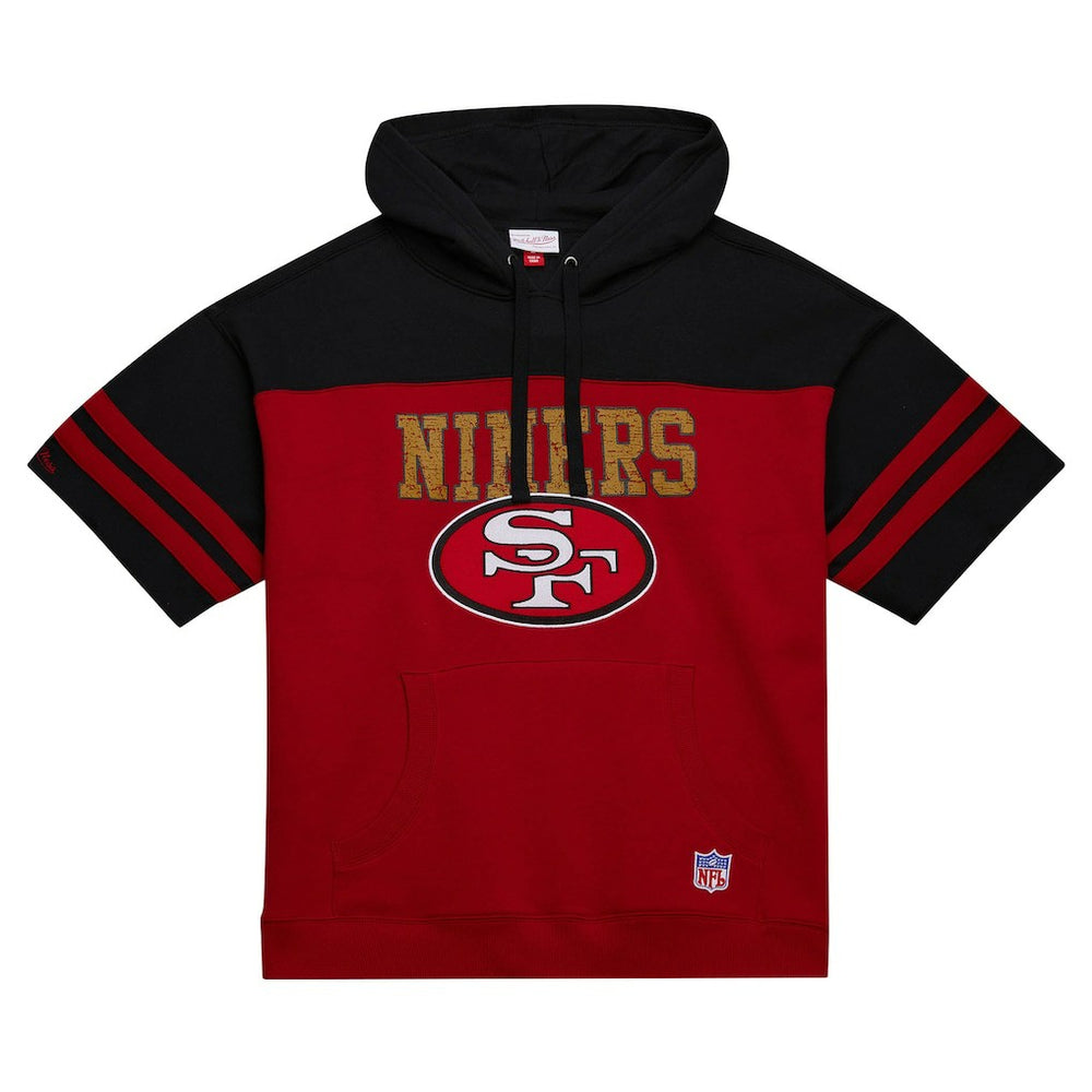 Mitchell & Ness San Francisco 49ers Off Field Vintage Logo Short Sleeve Pullover Hoodie Scarlet