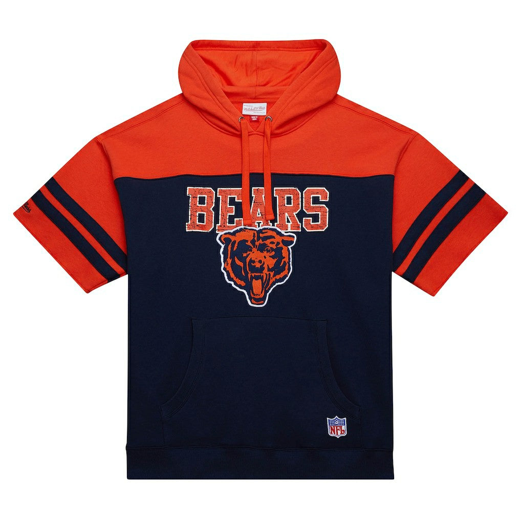 Mitchell & Ness Chicago Bears Off Field Vintage Logo Short Sleeve Pullover Hoodie Navy