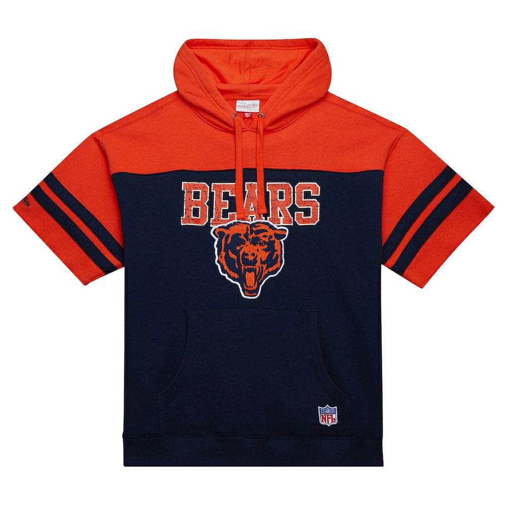 Mitchell & Ness Chicago Bears Off Field Vintage Logo Short Sleeve Pullover Hoodie Navy