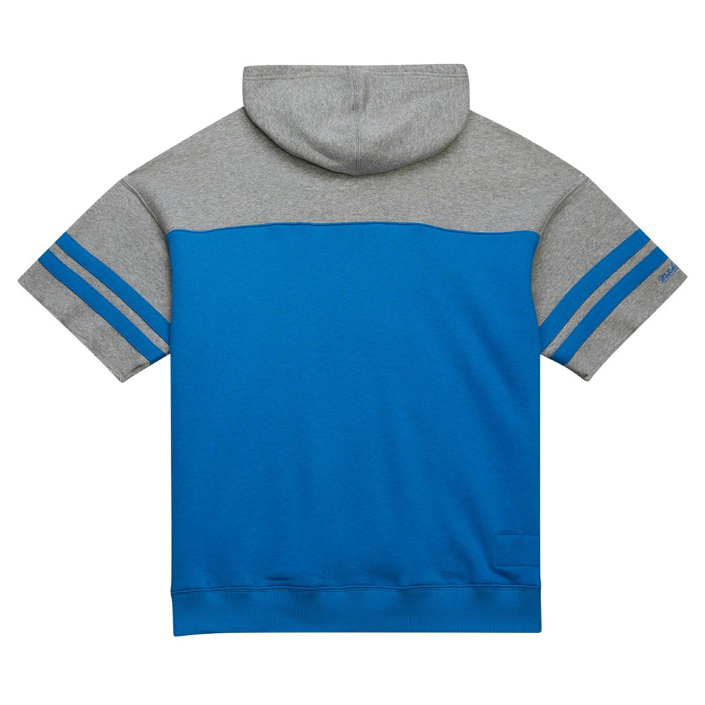 Mitchell & Ness Detroit Lions Off Field Vintage Logo Short Sleeve Pullover Hoodie Blue