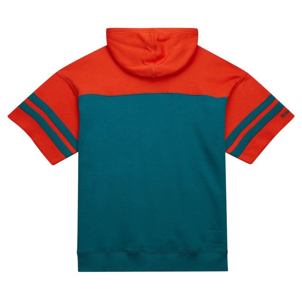 Mitchell & Ness Miami Dolphins Off Field Vintage Logo Short Sleeve Pullover Hoodie Aqua