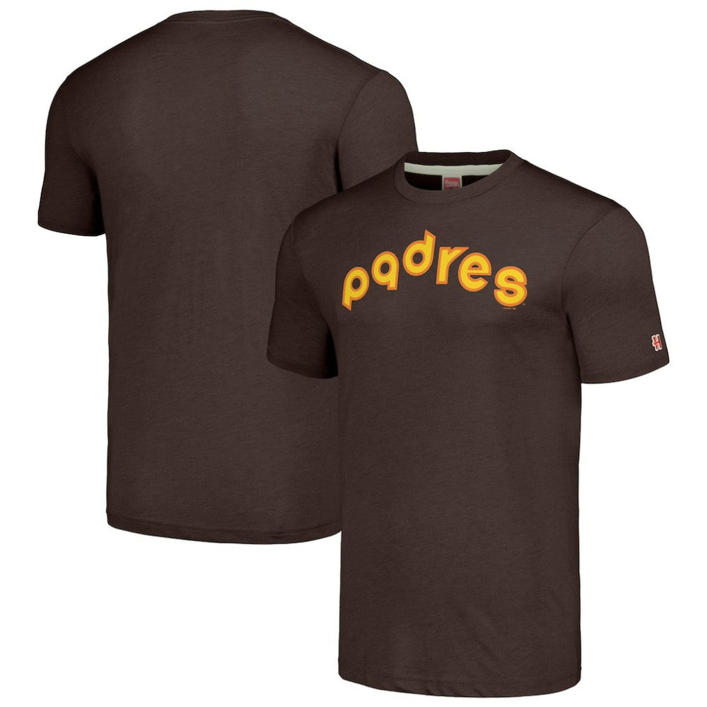 San Diego Padres Homage Cooperstown Collection Hand-Drawn Logo Tri-Blend T-Shirt - Brown - MLB Discount