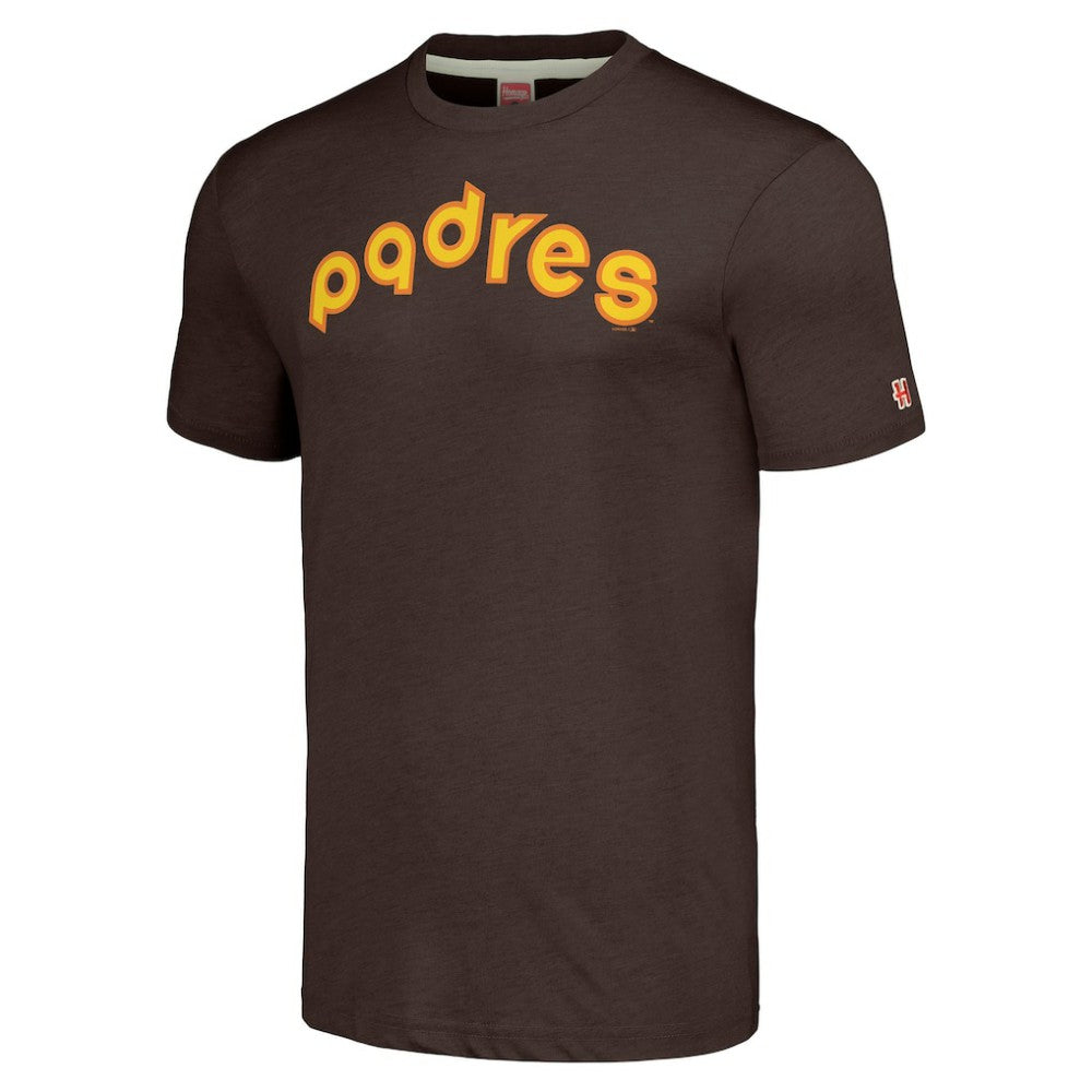 San Diego Padres Homage Cooperstown Collection Hand-Drawn Logo Tri-Blend T-Shirt - Brown - MLB Discount