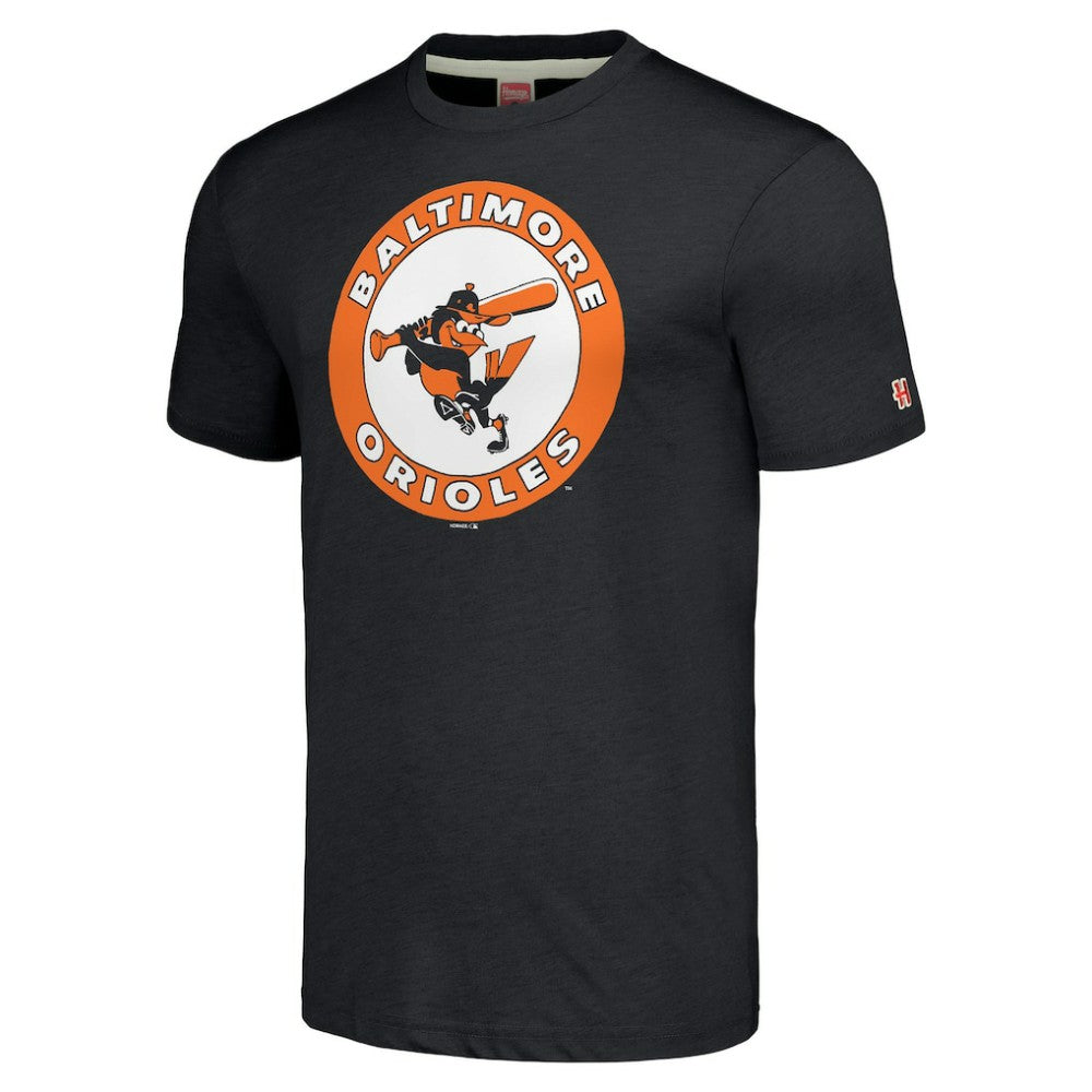 Baltimore Orioles Homage Cooperstown Collection Hand-Drawn Logo Tri-Blend T-Shirt - Charcoal - MLB Discount