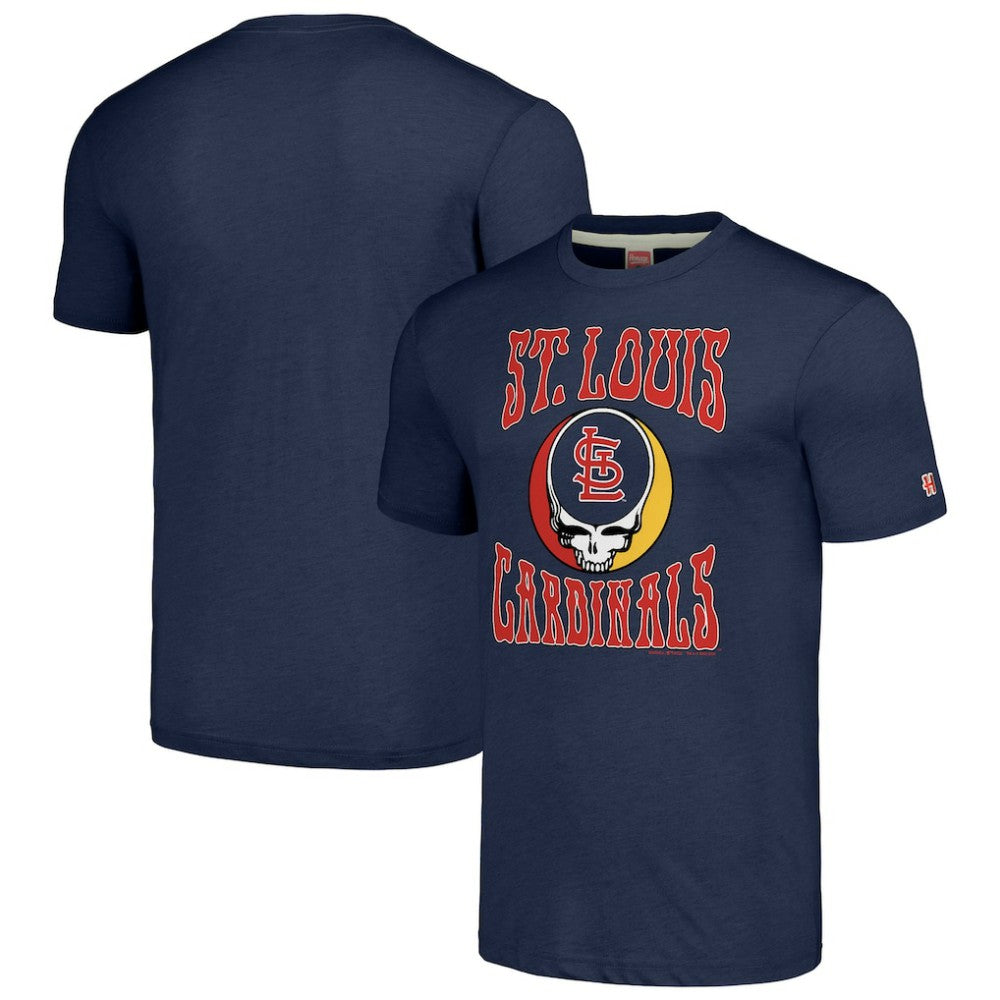 St. Louis Cardinals Homage Grateful Dead Tri-Blend T-Shirt - Navy - MLB Discount