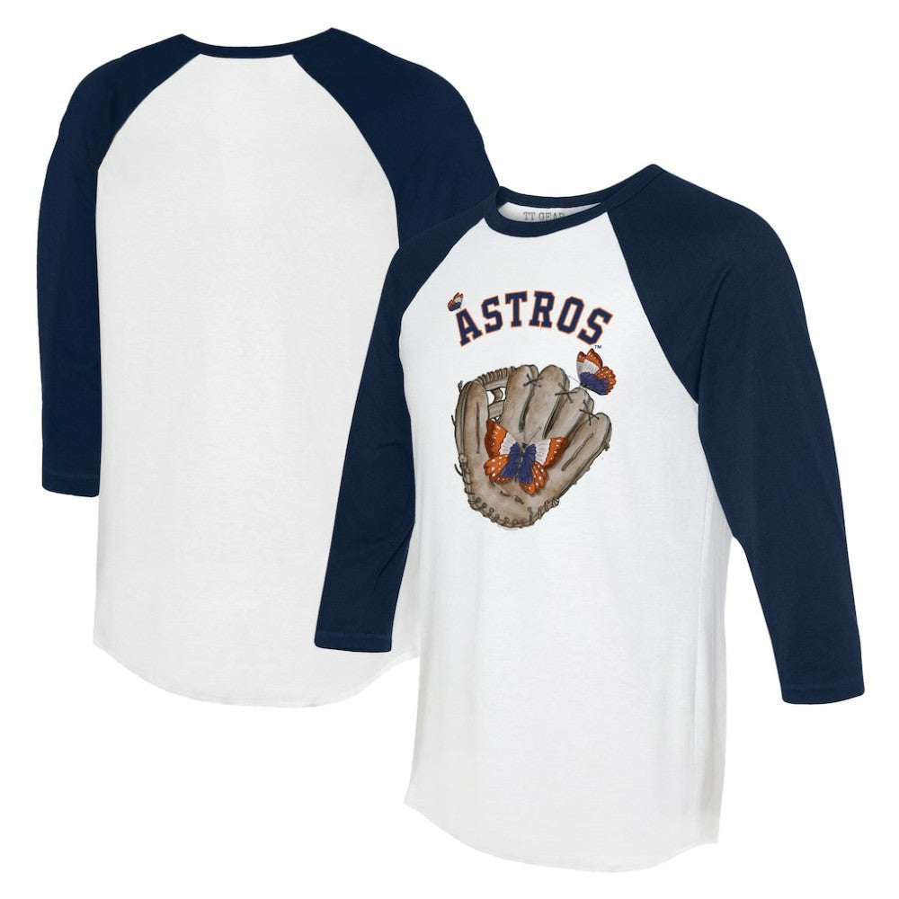 Houston Astros Tiny Turnip Unisex Butterfly Glove 3/4-Sleeve Raglan T-Shirt - White/Navy - MLB Online