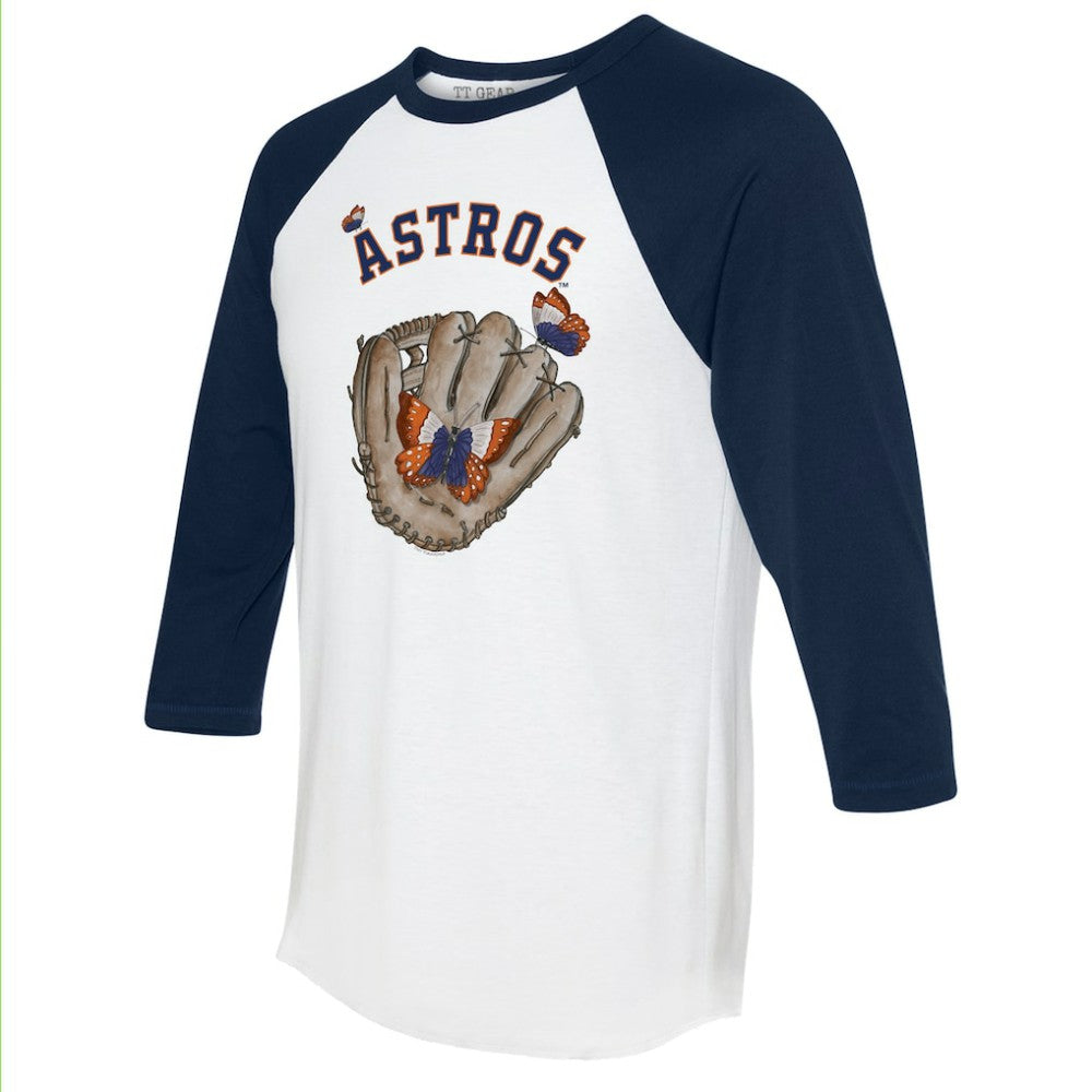 Houston Astros Tiny Turnip Unisex Butterfly Glove 3/4-Sleeve Raglan T-Shirt - White/Navy - MLB Online