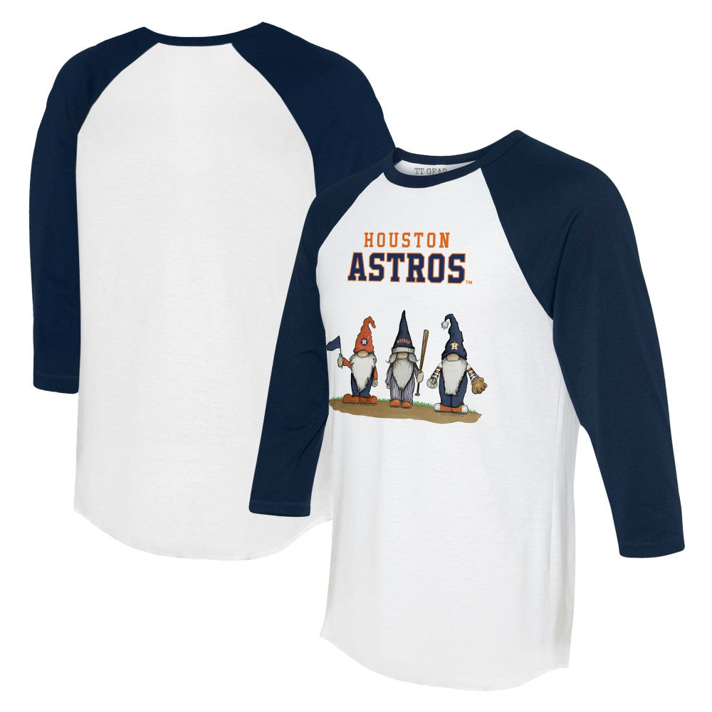 Houston Astros Tiny Turnip Unisex Gnomes 3/4-Sleeve Raglan T-Shirt - White/Navy - MLB Sale