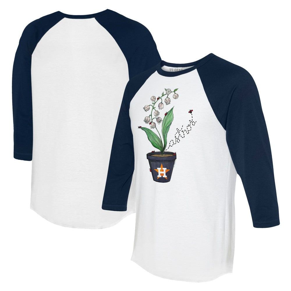 Houston Astros Tiny Turnip Unisex Lilies and Ladybugs 3/4-Sleeve Raglan T-Shirt - White/Navy - MLB Online