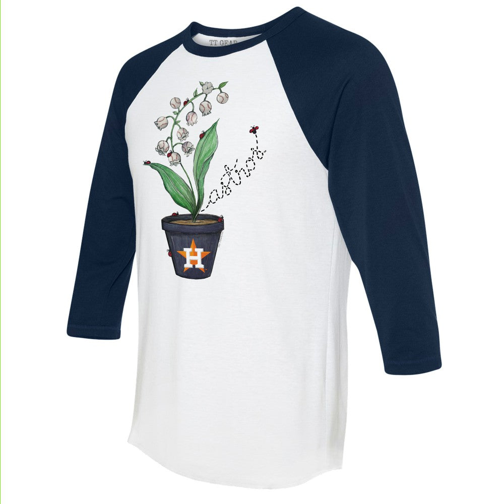 Houston Astros Tiny Turnip Unisex Lilies and Ladybugs 3/4-Sleeve Raglan T-Shirt - White/Navy - MLB Online