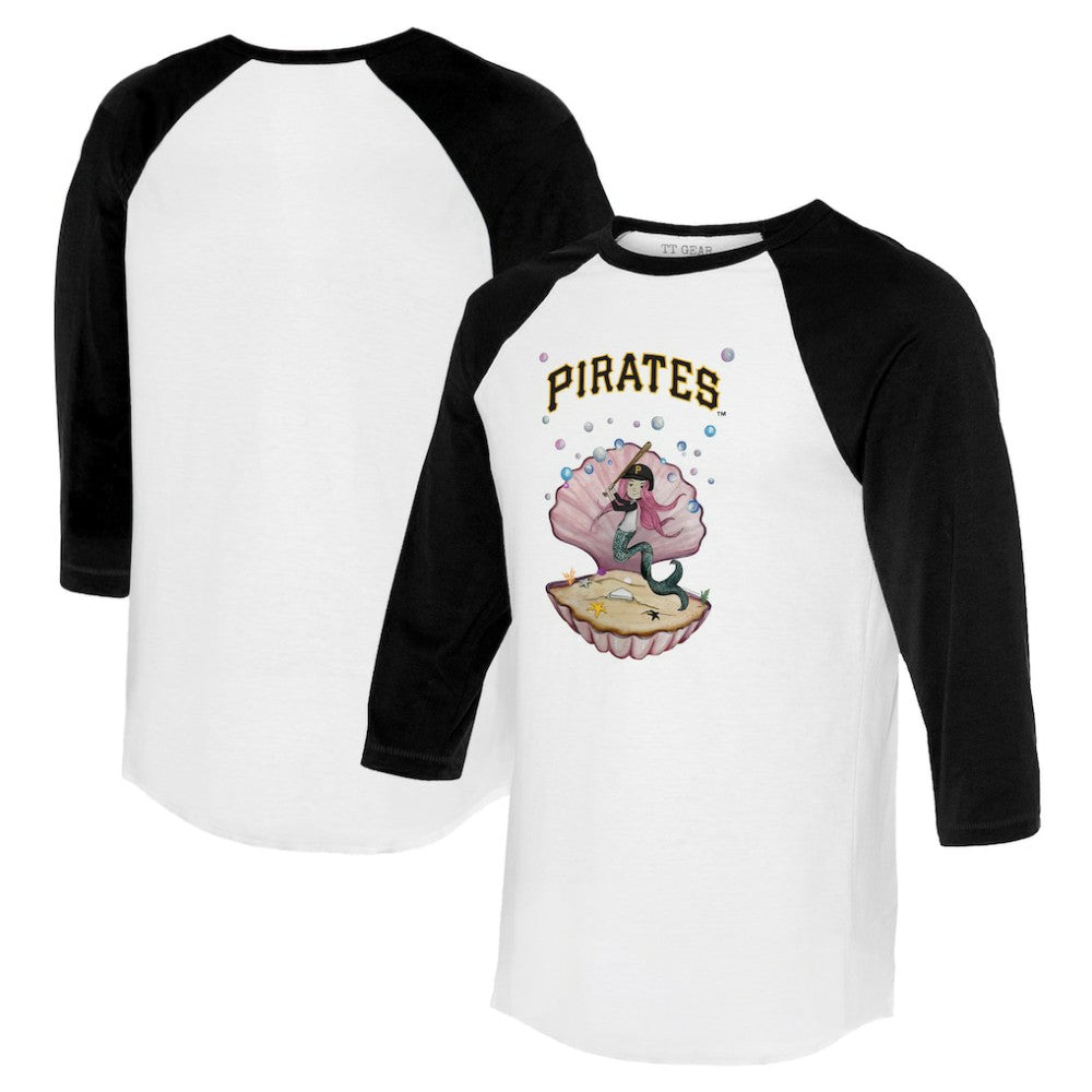 Pittsburgh Pirates Tiny Turnip Unisex Mermaid 3/4-Sleeve Raglan T-Shirt - White/Black - MLB Lifestyle