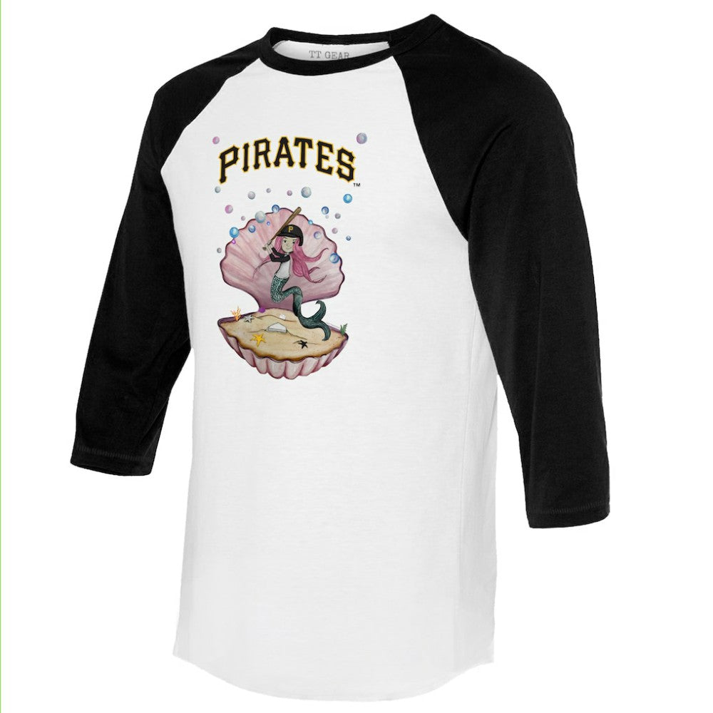 Pittsburgh Pirates Tiny Turnip Unisex Mermaid 3/4-Sleeve Raglan T-Shirt - White/Black - MLB Lifestyle