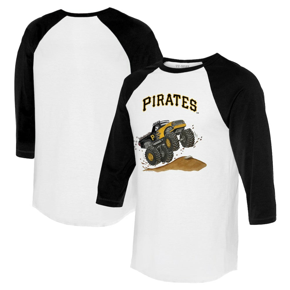 Pittsburgh Pirates Tiny Turnip Unisex Monster Truck 3/4-Sleeve Raglan T-Shirt - White/Black - MLB Lifestyle