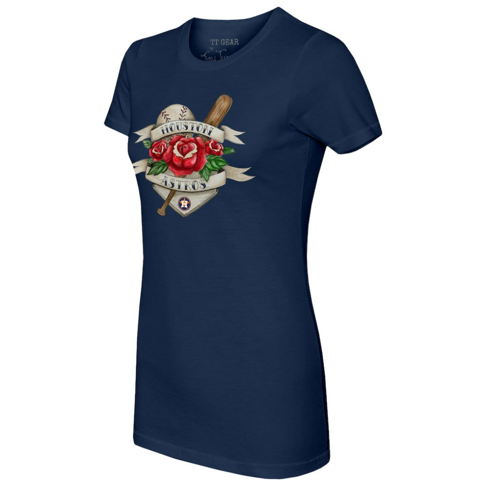 Houston Astros Tiny Turnip Women's American Traditional Rose T-Shirt - Navy - MLB Online