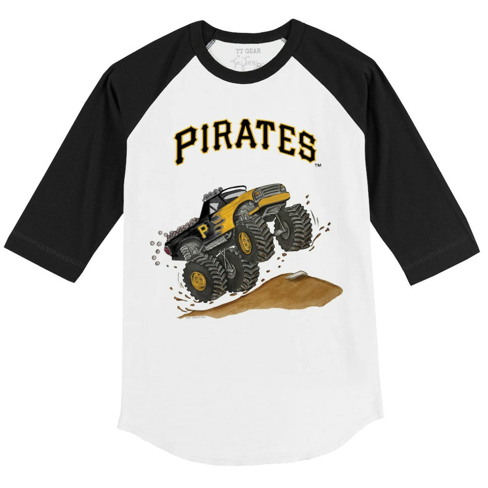 Pittsburgh Pirates Tiny Turnip Youth Monster Truck 3/4-Sleeve Raglan T-Shirt - White/Black - MLB Lifestyle