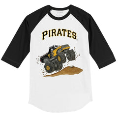 Pittsburgh Pirates Tiny Turnip Youth Monster Truck 3/4-Sleeve Raglan T-Shirt - White/Black - MLB Lifestyle