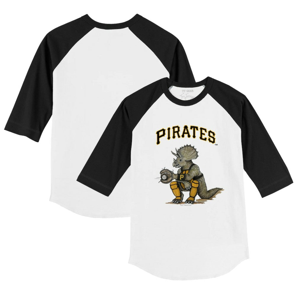 Pittsburgh Pirates Tiny Turnip Youth Triceratops 3/4-Sleeve Raglan T-Shirt - White/Black - MLB Sale