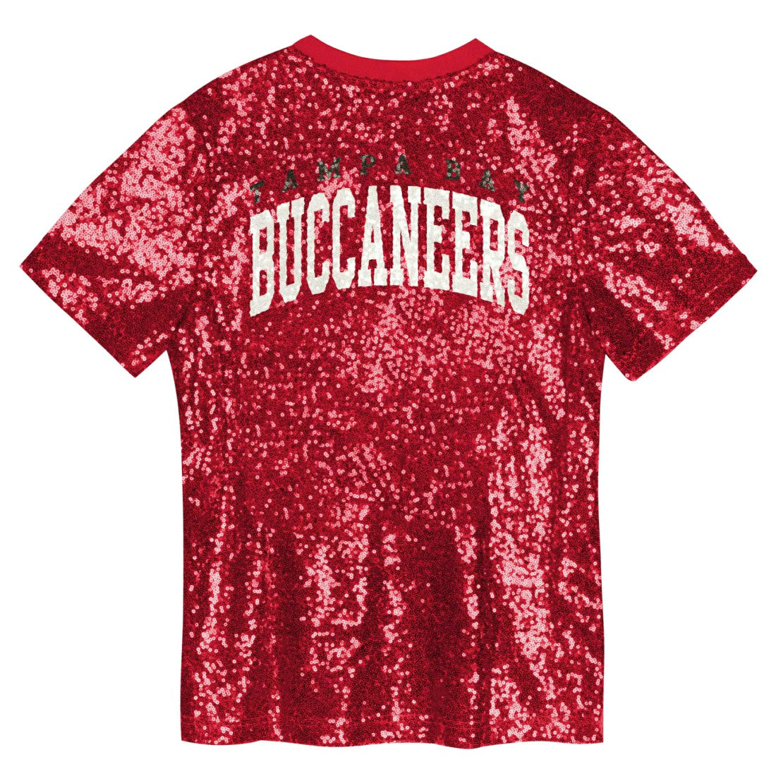 Tampa Bay Buccaneers Girls Youth Wordmark Sequin V-Neck Top Red
