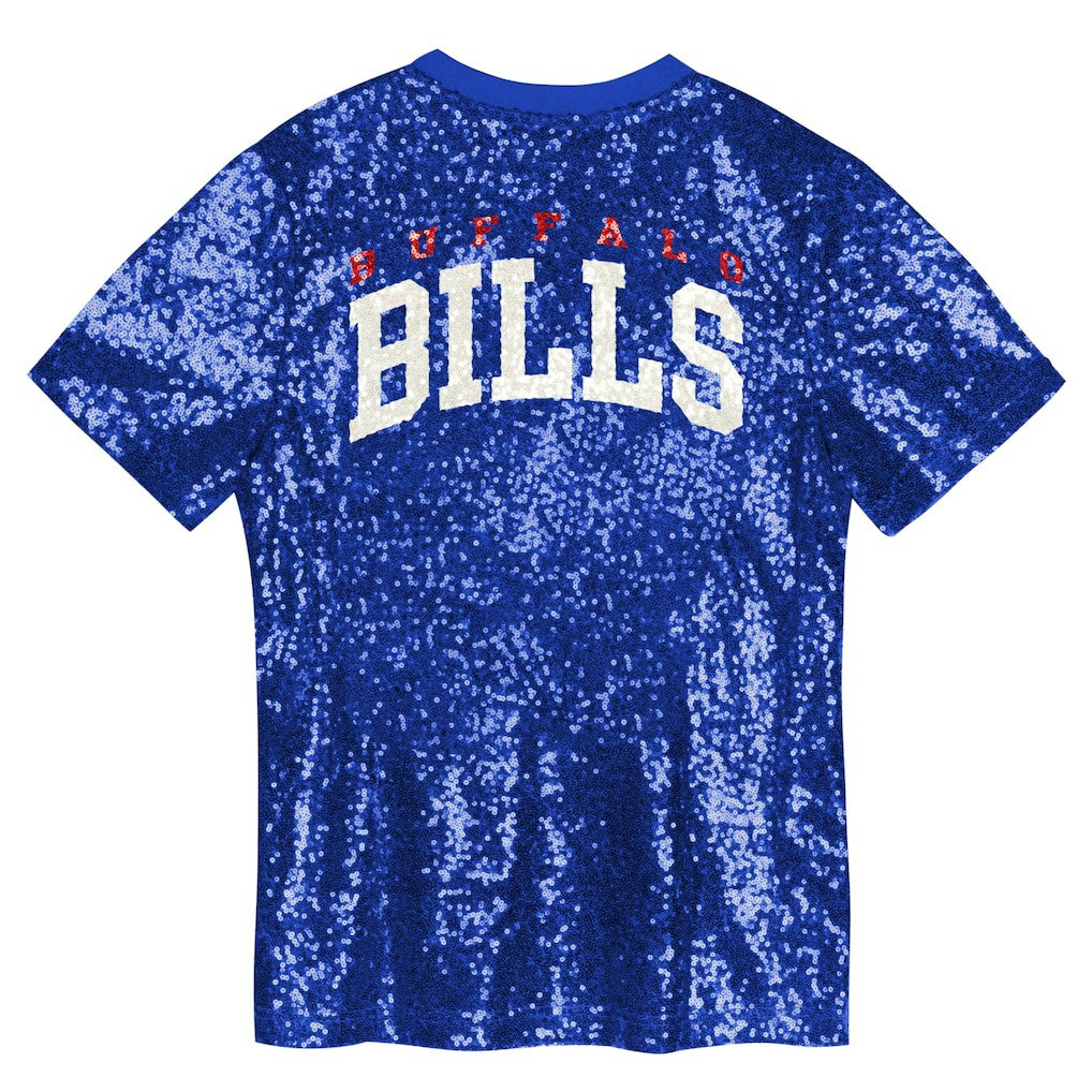 Buffalo Bills Girls Youth Wordmark Sequin V-Neck Top Royal