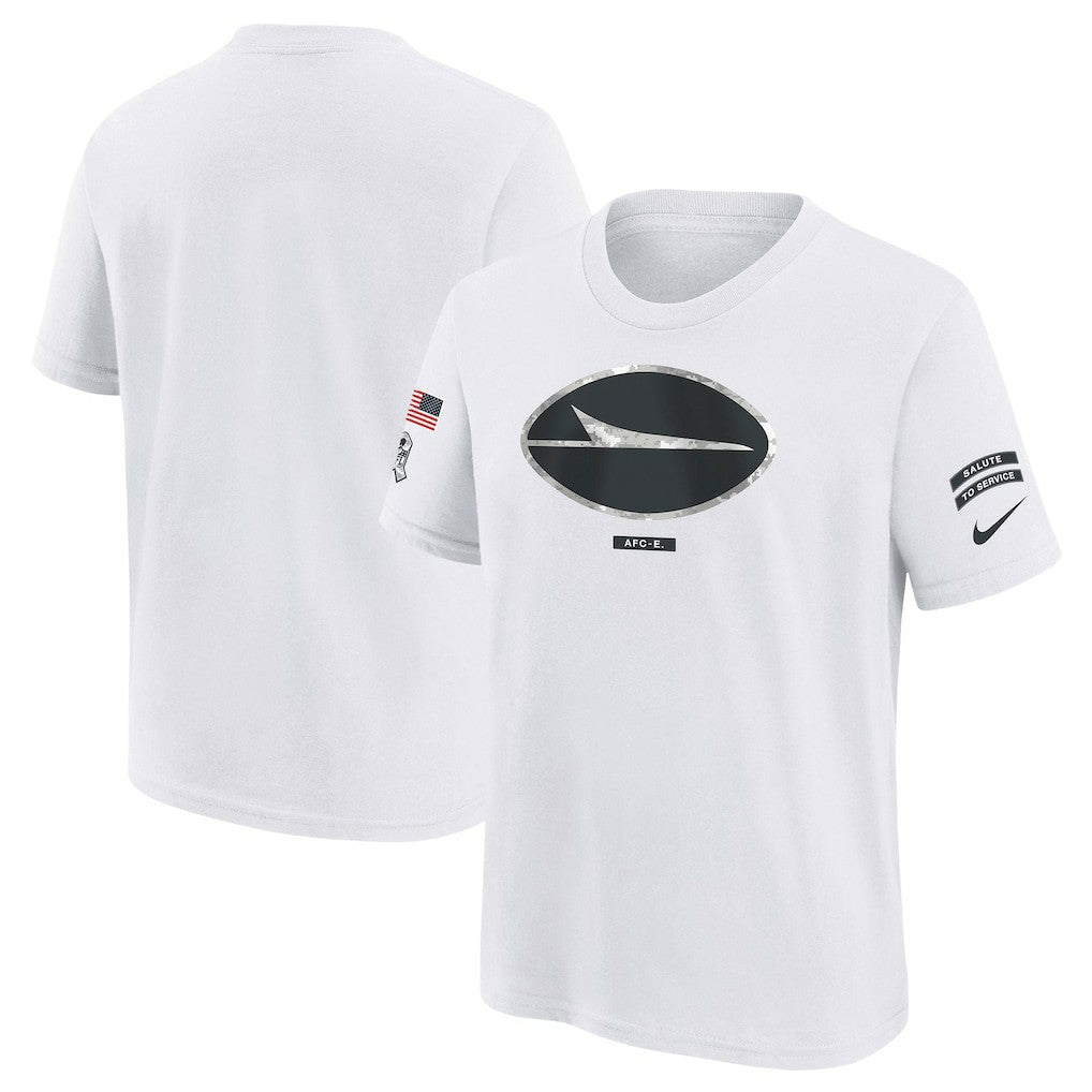 Nike New York Jets Youth 2024 Salute To Service T-Shirt White