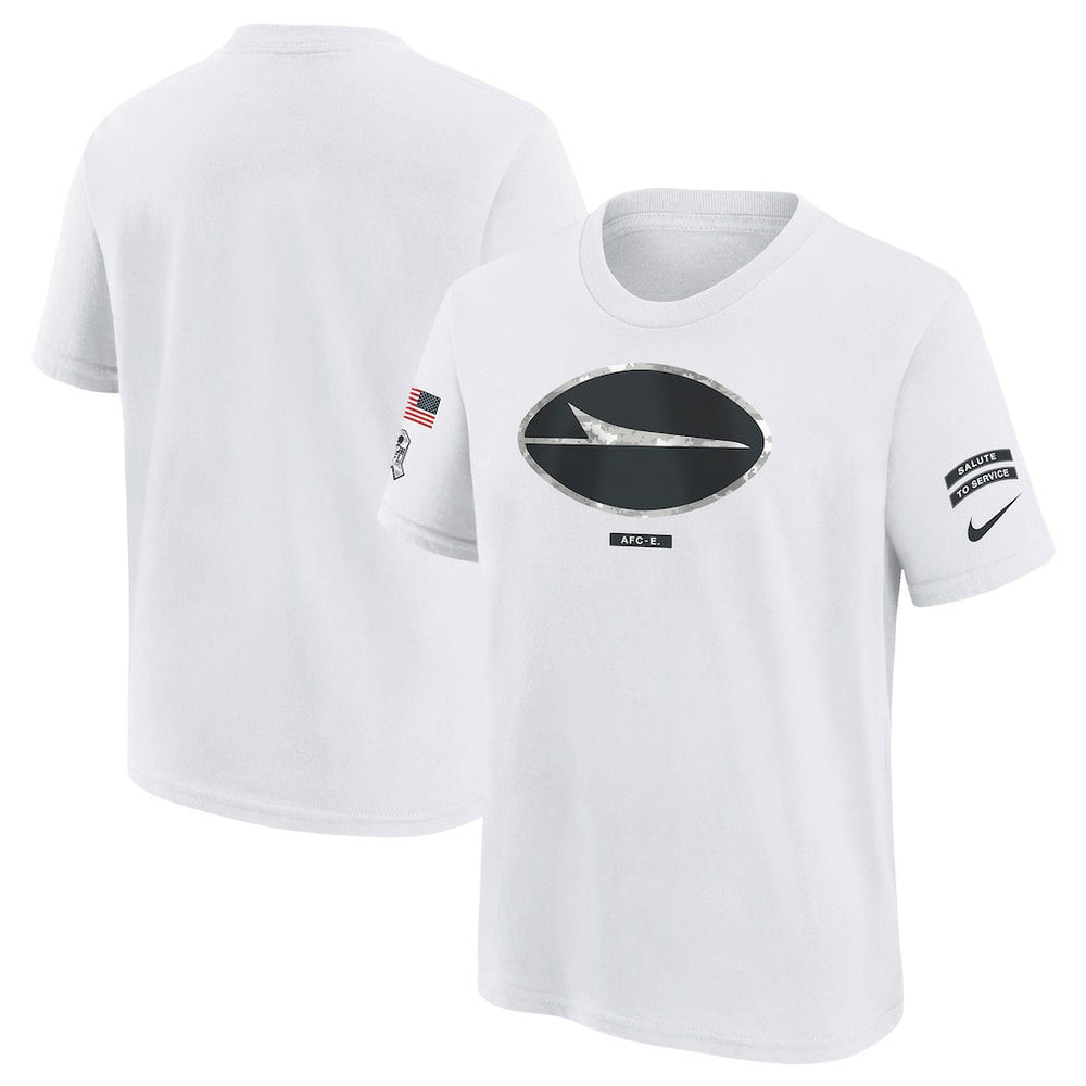 Nike New York Jets Youth 2024 Salute To Service T-Shirt White