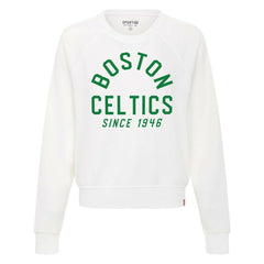 Boston Celtics Sportiqe Women's Ashlyn Super Soft Raglan Pullover Sweatshirt White