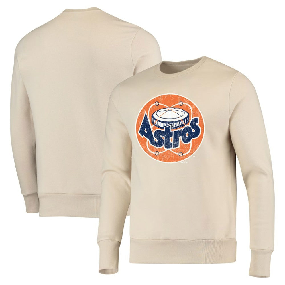 Houston Astros Majestic Threads Fleece Pullover Sweatshirt - Oatmeal - MLB Lifestyle
