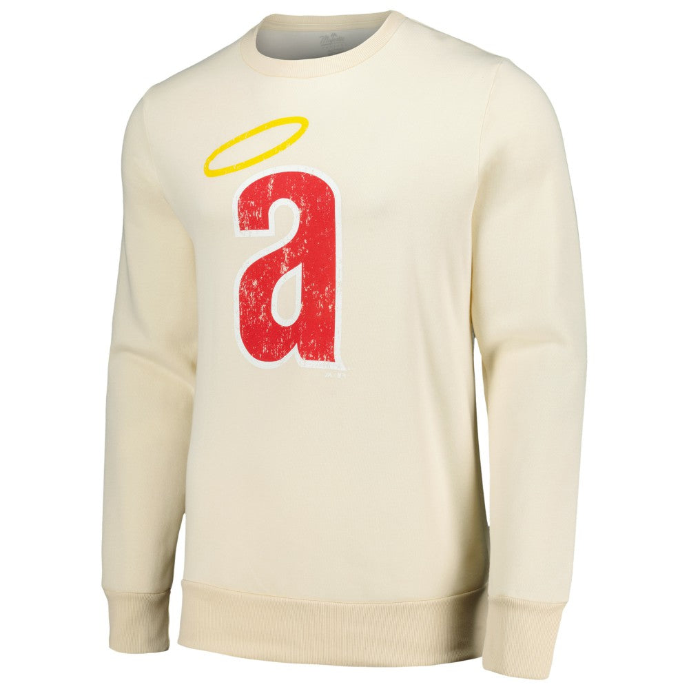 Los Angeles Angels Majestic Threads Fleece Pullover Sweatshirt - Oatmeal - MLB on Sale
