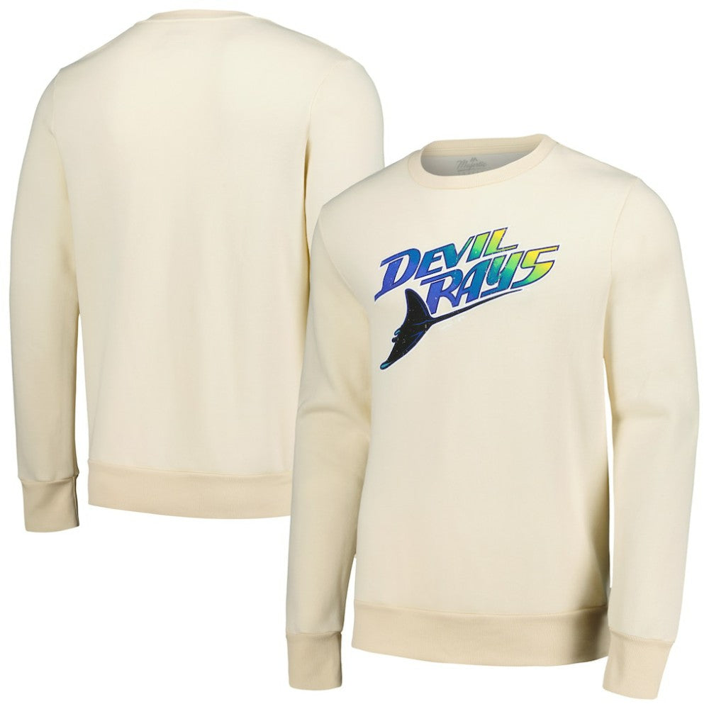 Tampa Bay Rays Majestic Threads Fleece Pullover Sweatshirt - Oatmeal - MLB on Sale