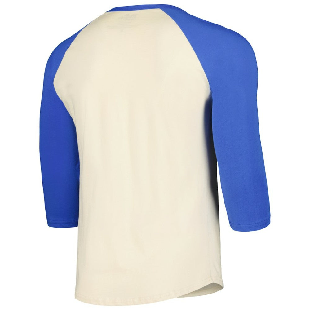 Atlanta Braves Majestic Threads Raglan 3/4-Sleeve T-Shirt - Cream/Royal - MLB Sale