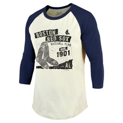 Boston Red Sox Majestic Threads Raglan 3/4-Sleeve T-Shirt - Cream/Navy - MLB on Sale