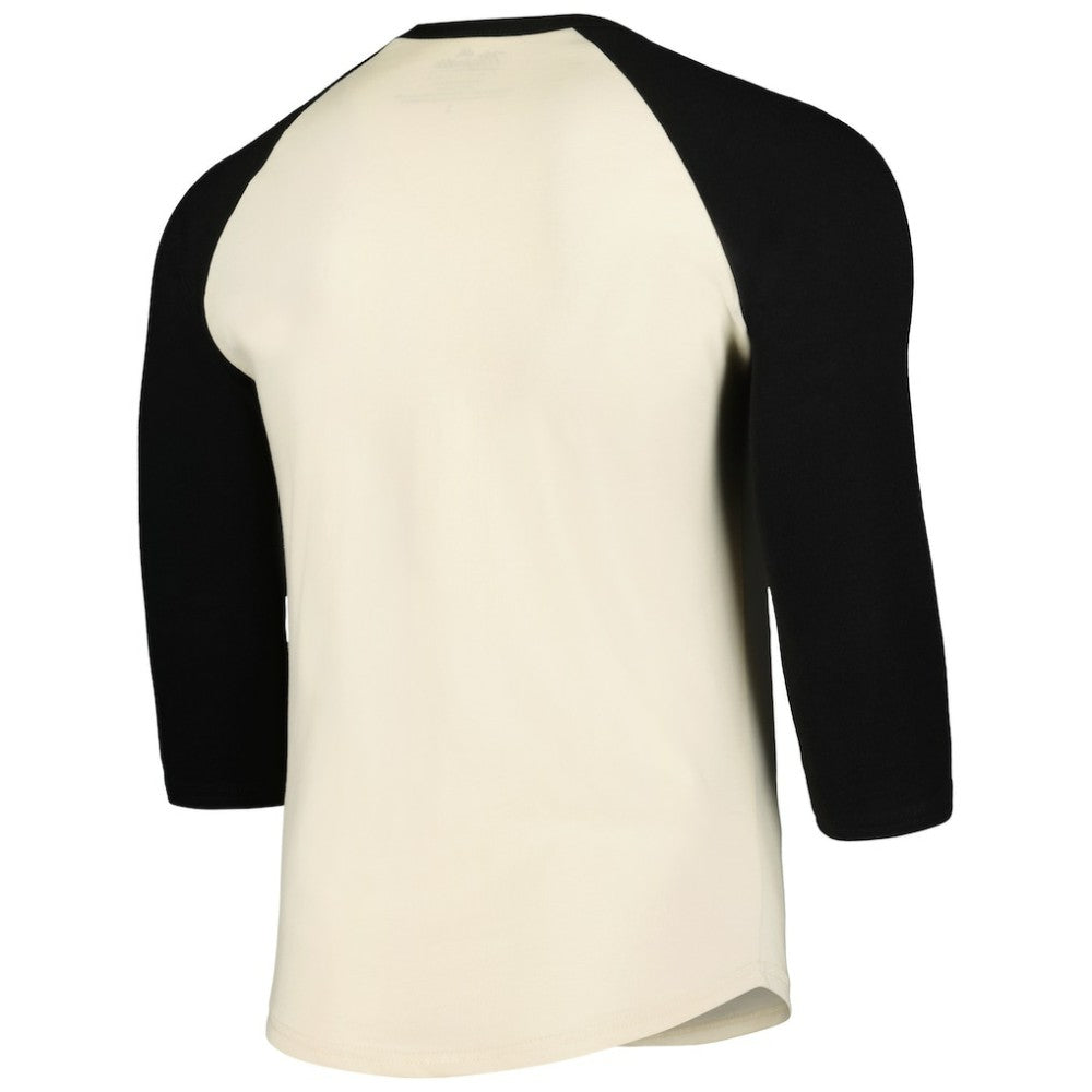 Miami Marlins Majestic Threads Raglan 3/4-Sleeve T-Shirt - Cream/Black - MLB Discount