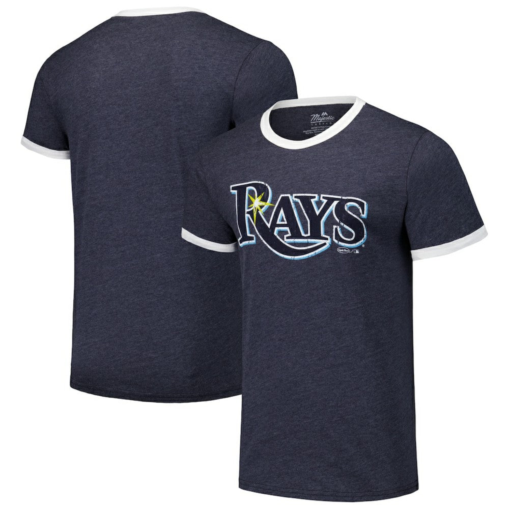 Tampa Bay Rays Majestic Threads Ringer Tri-Blend T-Shirt - Navy - MLB Sale