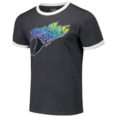 Tampa Bay Rays Majestic Threads Ringer Tri-Blend T-Shirt - Black - MLB Lifestyle