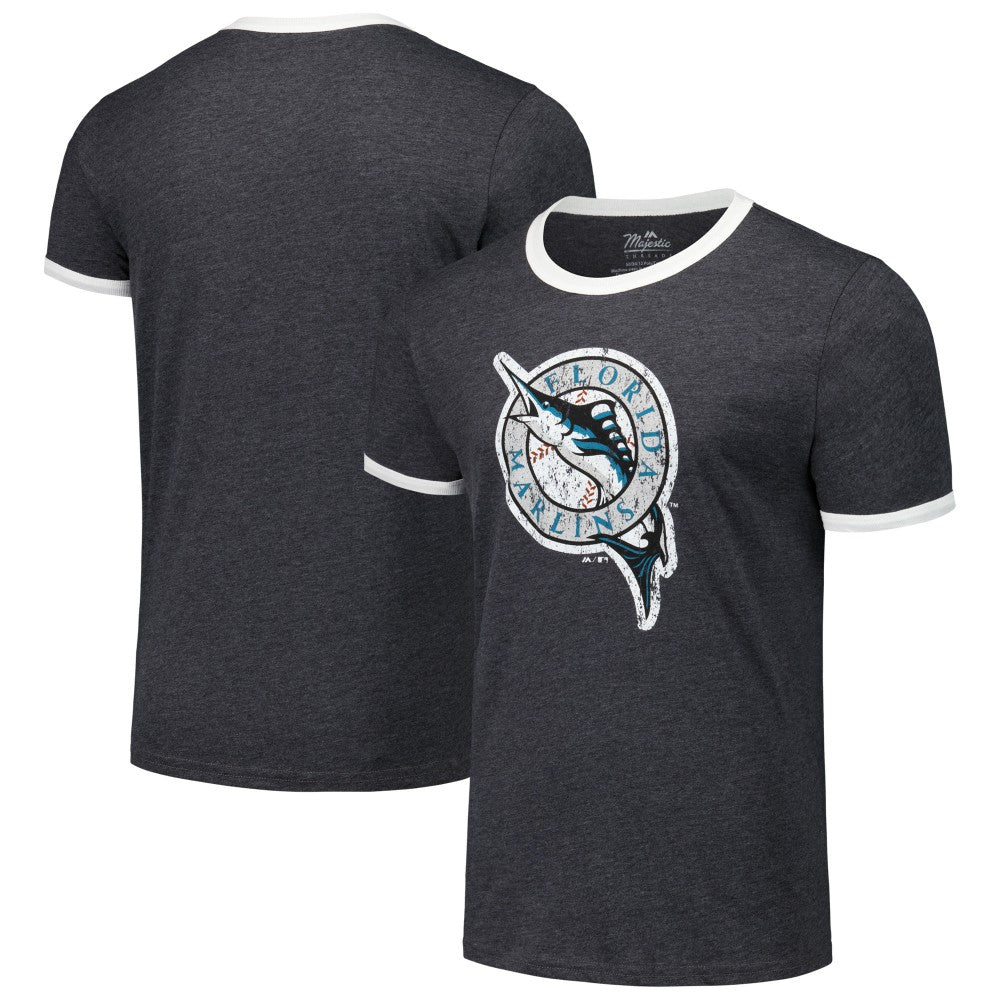 Florida Marlins Majestic Threads Ringer Tri-Blend T-Shirt - Black - MLB Online