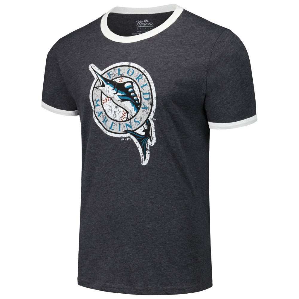 Florida Marlins Majestic Threads Ringer Tri-Blend T-Shirt - Black - MLB Online