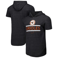 Baltimore Orioles Majestic Threads Tri-Blend Hoodie T-Shirt - Black - MLB Discount