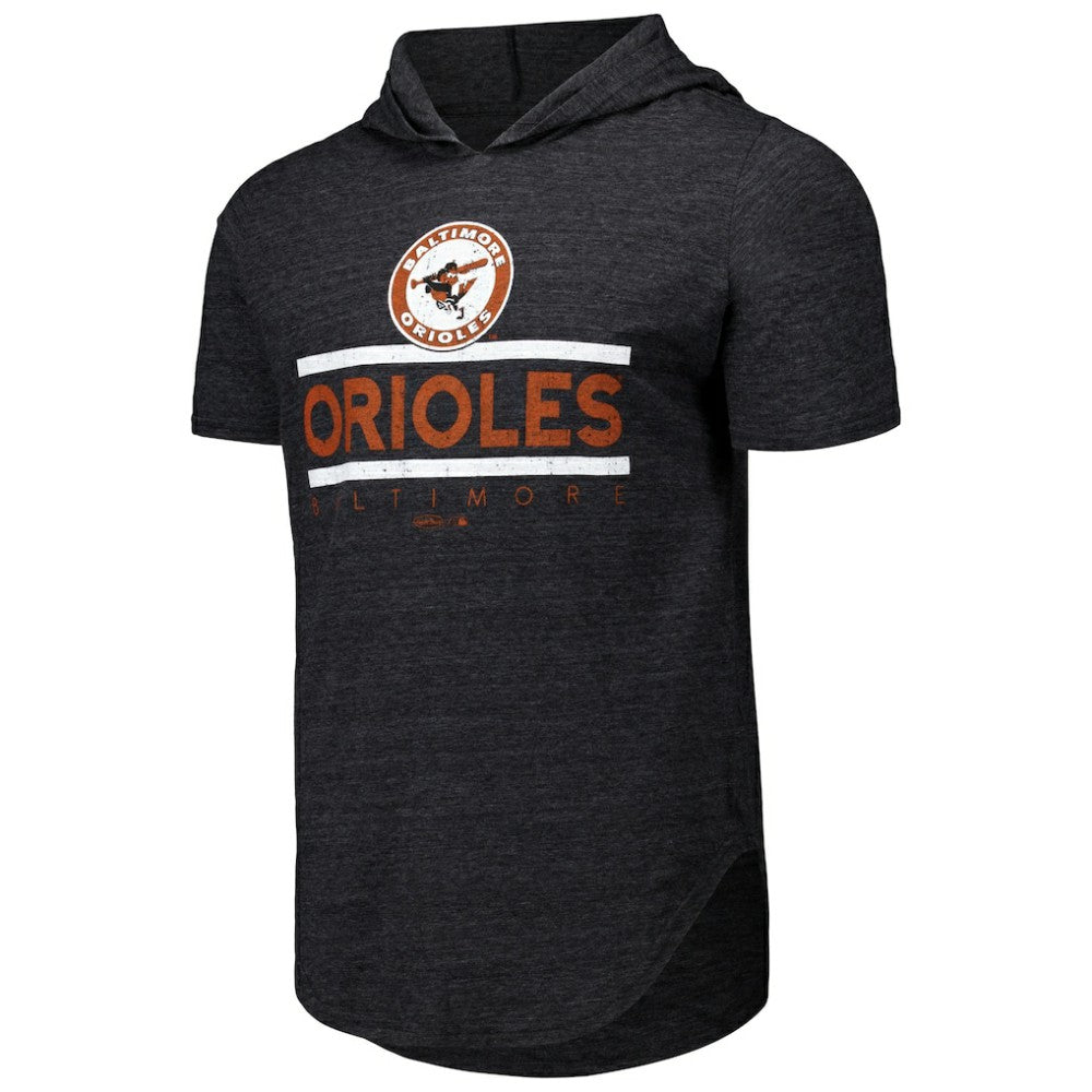 Baltimore Orioles Majestic Threads Tri-Blend Hoodie T-Shirt - Black - MLB Discount