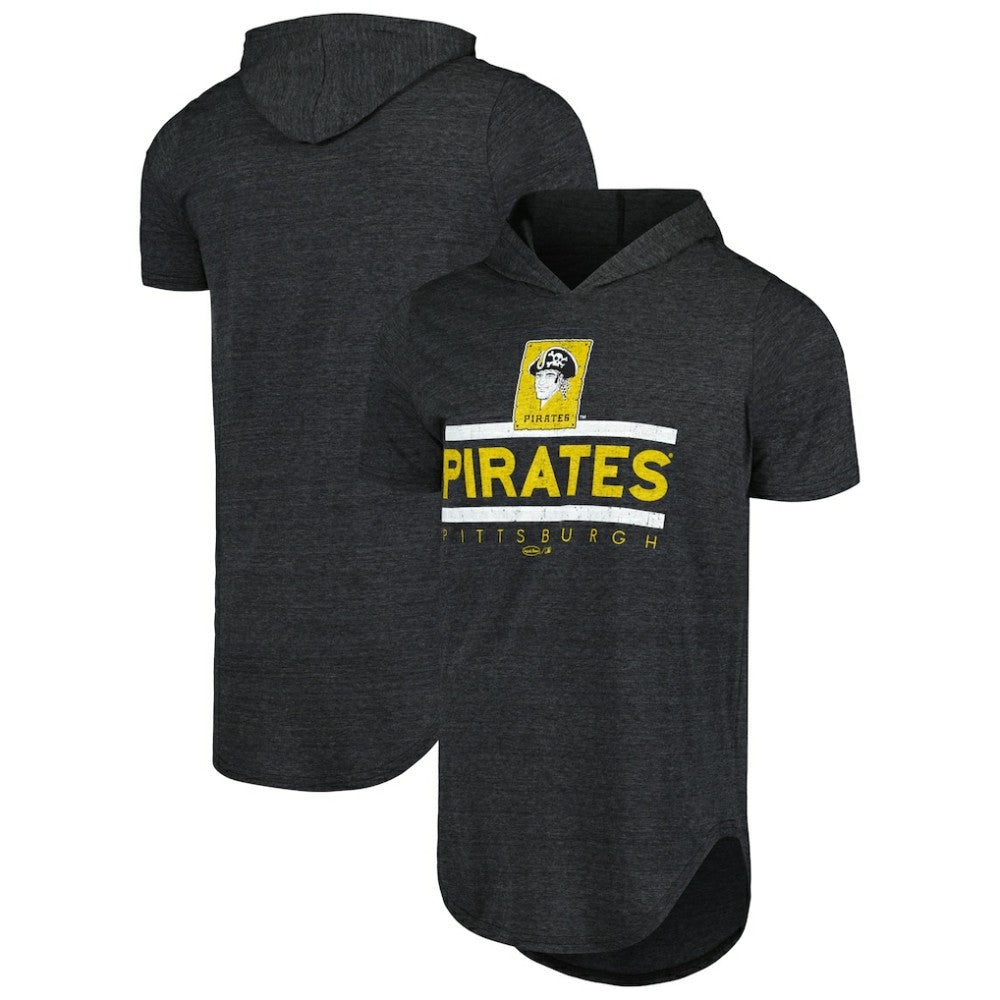 Pittsburgh Pirates Majestic Threads Tri-Blend Hoodie T-Shirt - Black - MLB on Sale