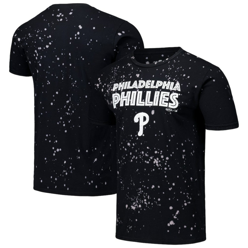 Philadelphia Phillies Majestic Threads Splatter T-Shirt - Black/White - MLB Discount