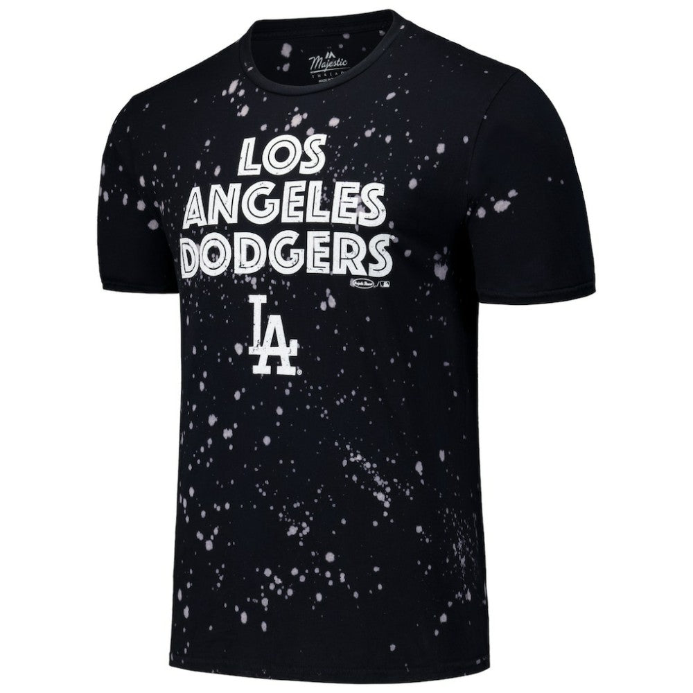 Los Angeles Dodgers Majestic Threads Splatter T-Shirt - Black/White - MLB Sale