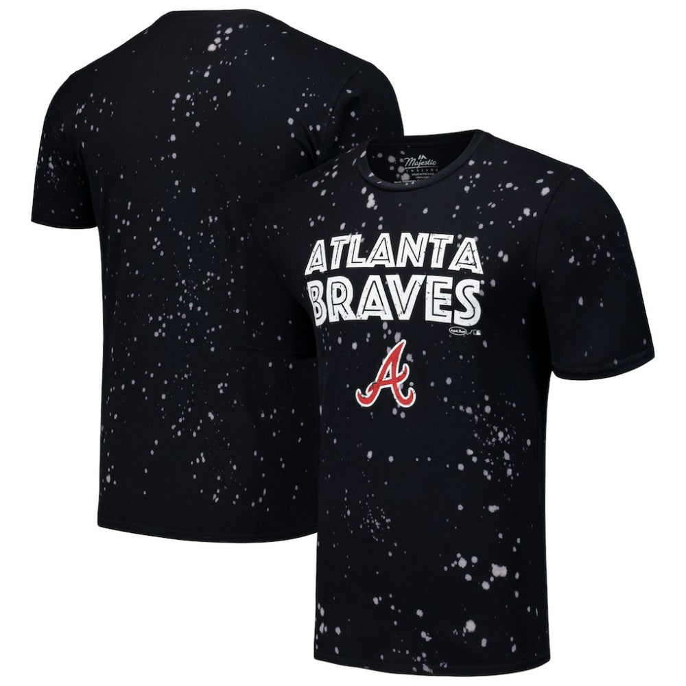 Atlanta Braves Majestic Threads Splatter T-Shirt - Black/White - MLB Lifestyle