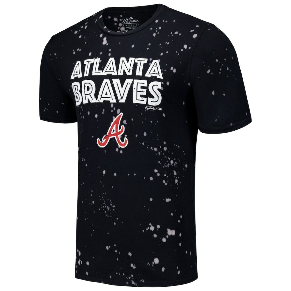 Atlanta Braves Majestic Threads Splatter T-Shirt - Black/White - MLB Lifestyle