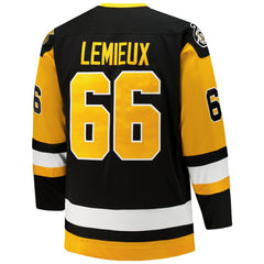 Mario Lemieux Pittsburgh Penguins Mitchell & Ness Big & Tall 1991/92 Blue Line 2.0 Jersey - Black - NHL 201351075