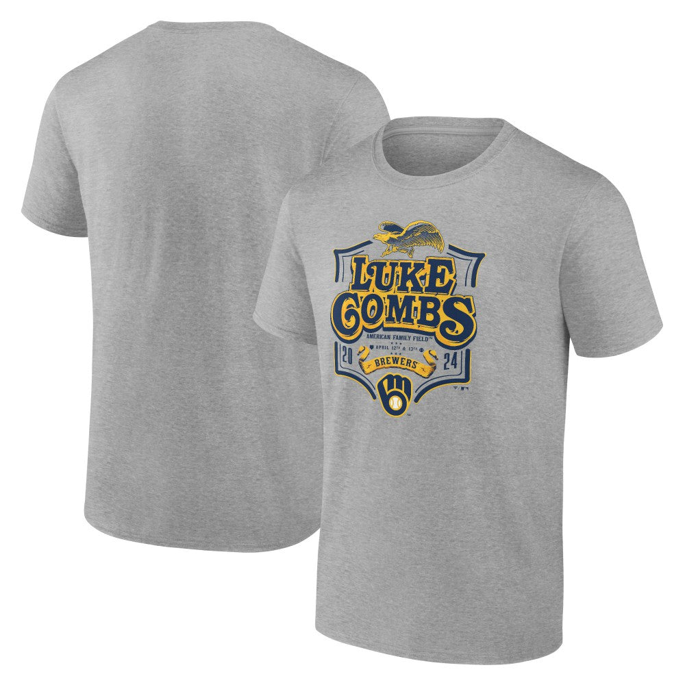 Luke Combs x Milwaukee Brewers Fanatics Graphic T-Shirt - Heather Gray - Fanatics Discount
