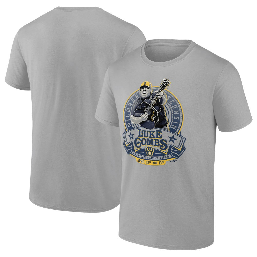 Luke Combs x Milwaukee Brewers Fanatics Graphic T-Shirt - Gray - Fanatics Online