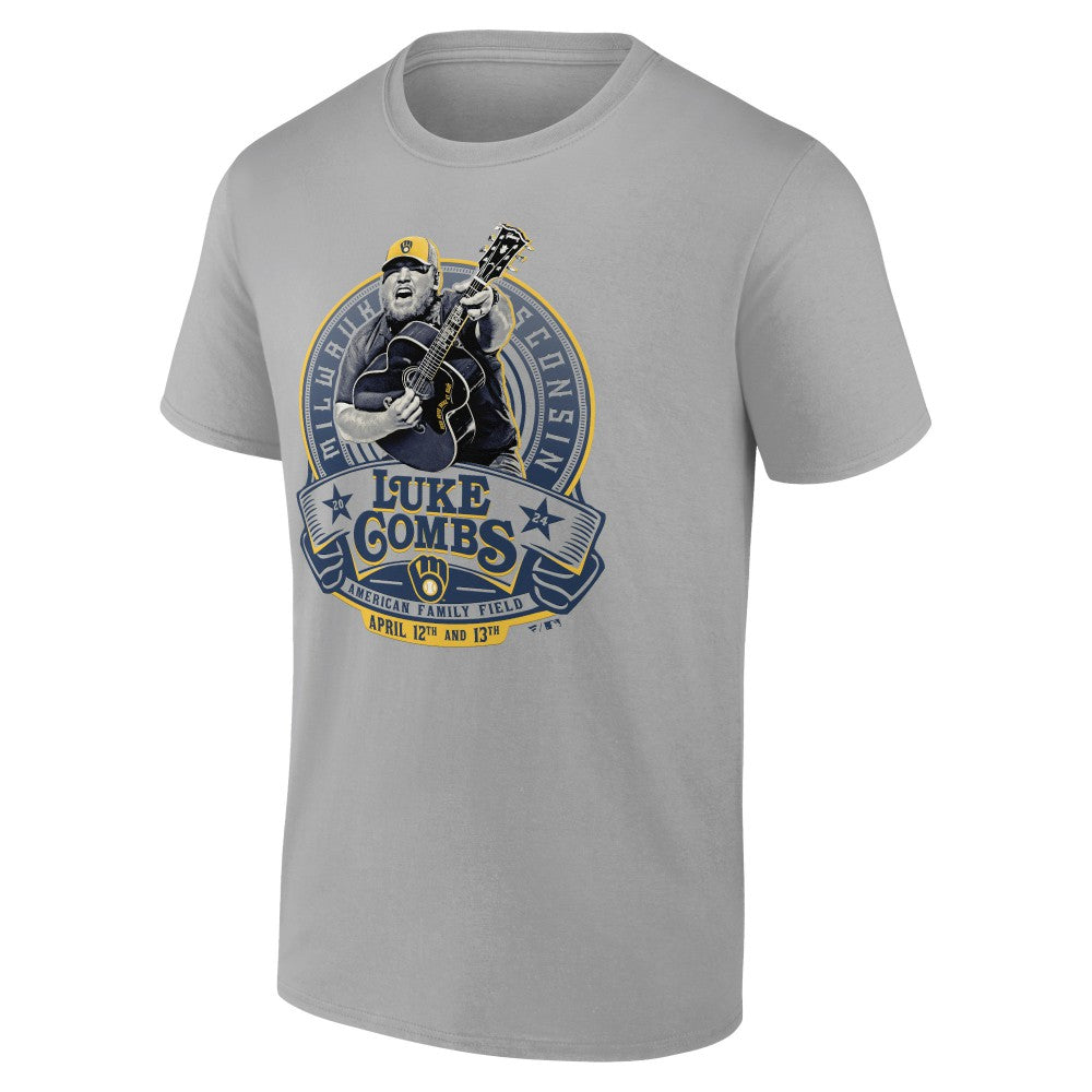 Luke Combs x Milwaukee Brewers Fanatics Graphic T-Shirt - Gray - Fanatics Online