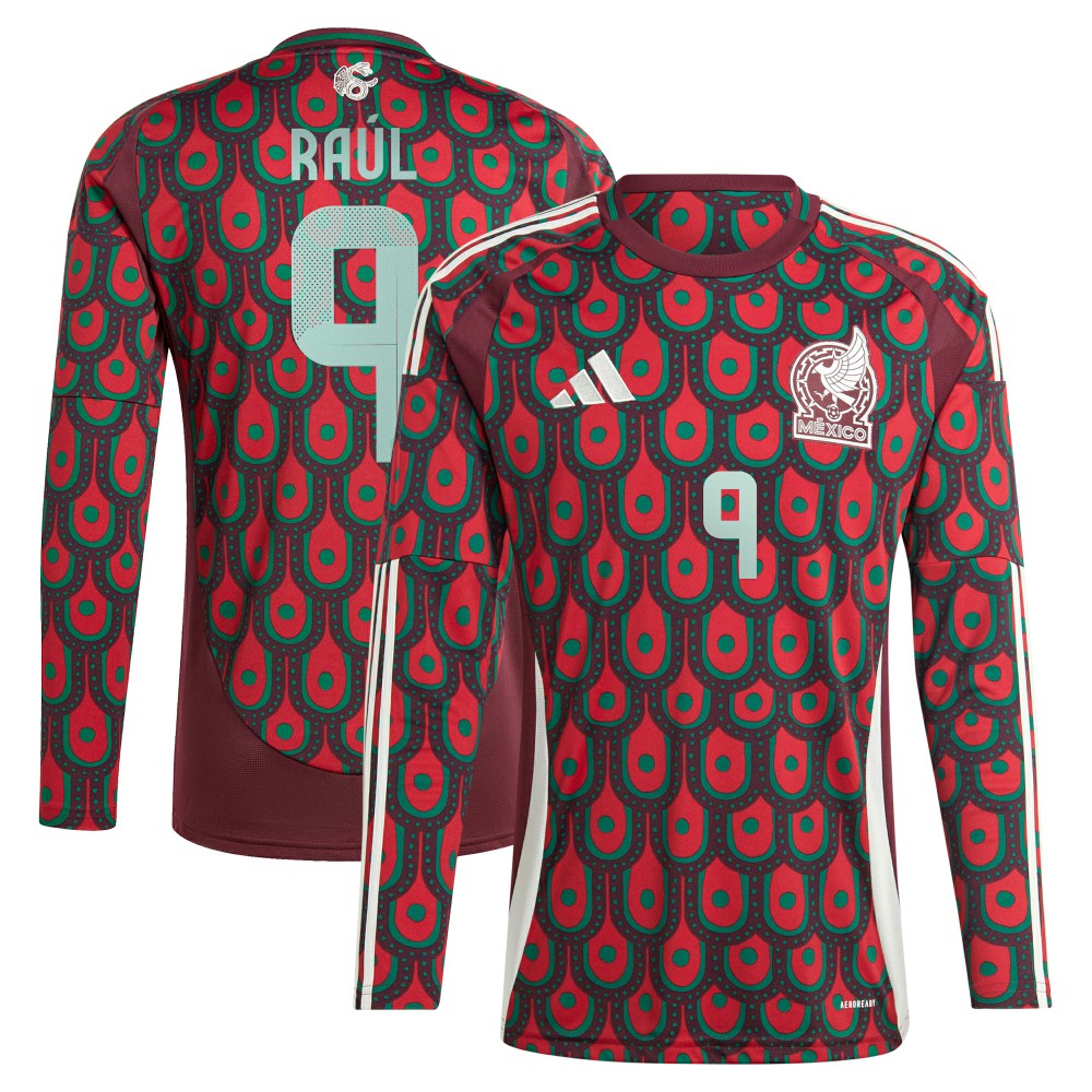 Raul Jimenez Mexico National Team 2024 Home Replica Player Long Sleeve Jersey Burgundy - Adidas sale