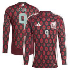 Raul Jimenez Mexico National Team 2024 Home Replica Player Long Sleeve Jersey Burgundy - Adidas sale